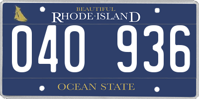 RI license plate 040936