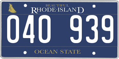 RI license plate 040939