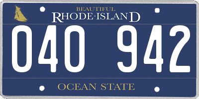 RI license plate 040942