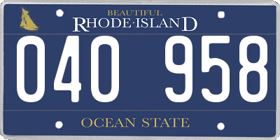 RI license plate 040958