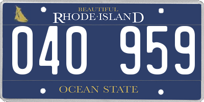 RI license plate 040959