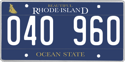 RI license plate 040960