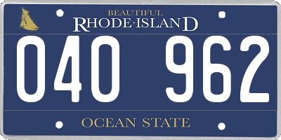 RI license plate 040962
