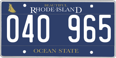RI license plate 040965