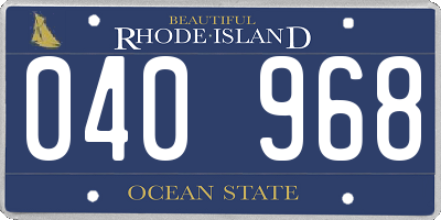 RI license plate 040968