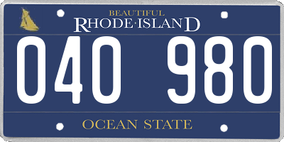 RI license plate 040980