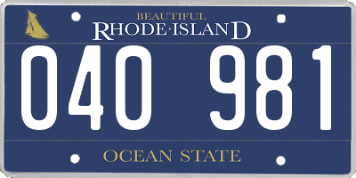 RI license plate 040981