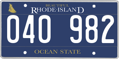 RI license plate 040982