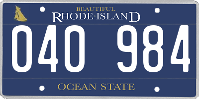 RI license plate 040984