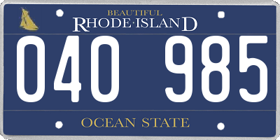 RI license plate 040985