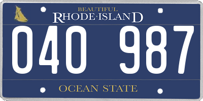 RI license plate 040987