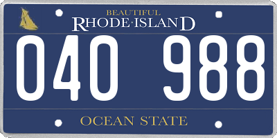 RI license plate 040988
