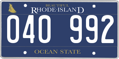 RI license plate 040992