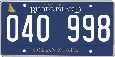 RI license plate 040998