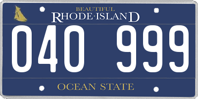 RI license plate 040999