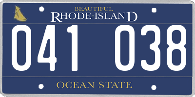 RI license plate 041038