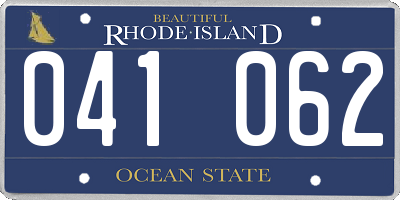 RI license plate 041062