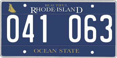RI license plate 041063