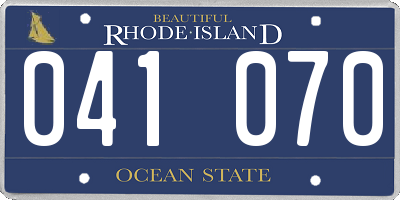 RI license plate 041070