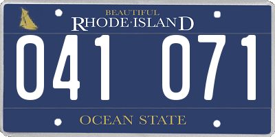 RI license plate 041071
