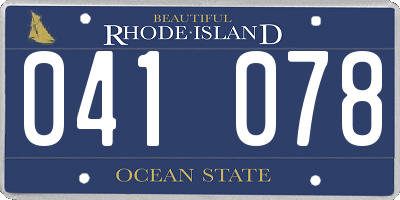 RI license plate 041078