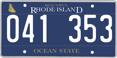 RI license plate 041353