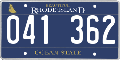 RI license plate 041362