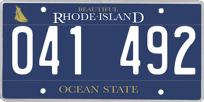 RI license plate 041492