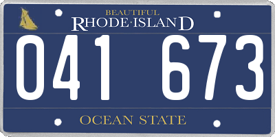 RI license plate 041673
