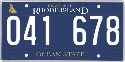 RI license plate 041678