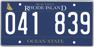 RI license plate 041839