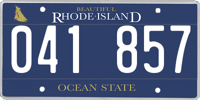 RI license plate 041857