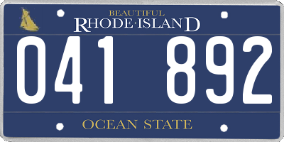 RI license plate 041892
