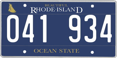 RI license plate 041934