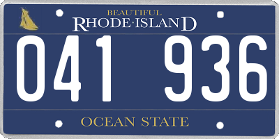 RI license plate 041936