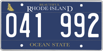 RI license plate 041992