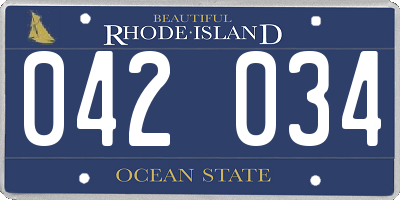 RI license plate 042034