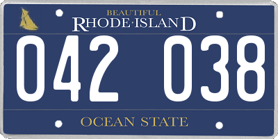 RI license plate 042038