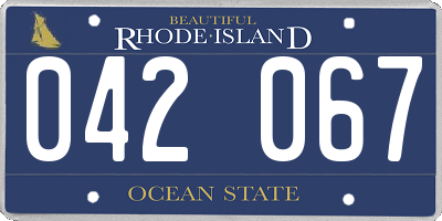 RI license plate 042067