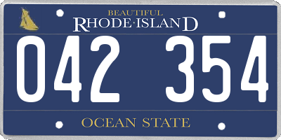 RI license plate 042354