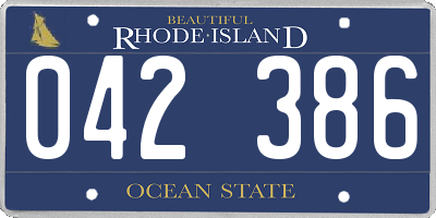 RI license plate 042386