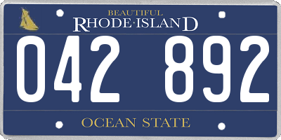 RI license plate 042892