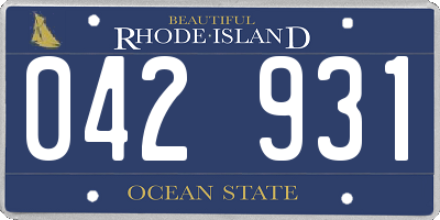 RI license plate 042931