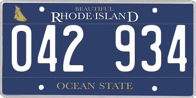 RI license plate 042934