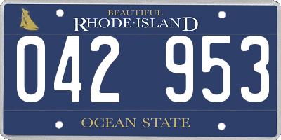 RI license plate 042953