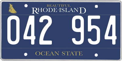RI license plate 042954