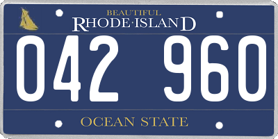 RI license plate 042960