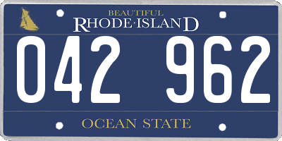 RI license plate 042962
