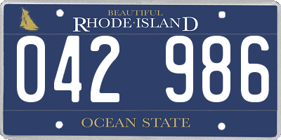 RI license plate 042986