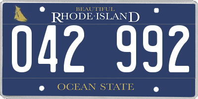 RI license plate 042992